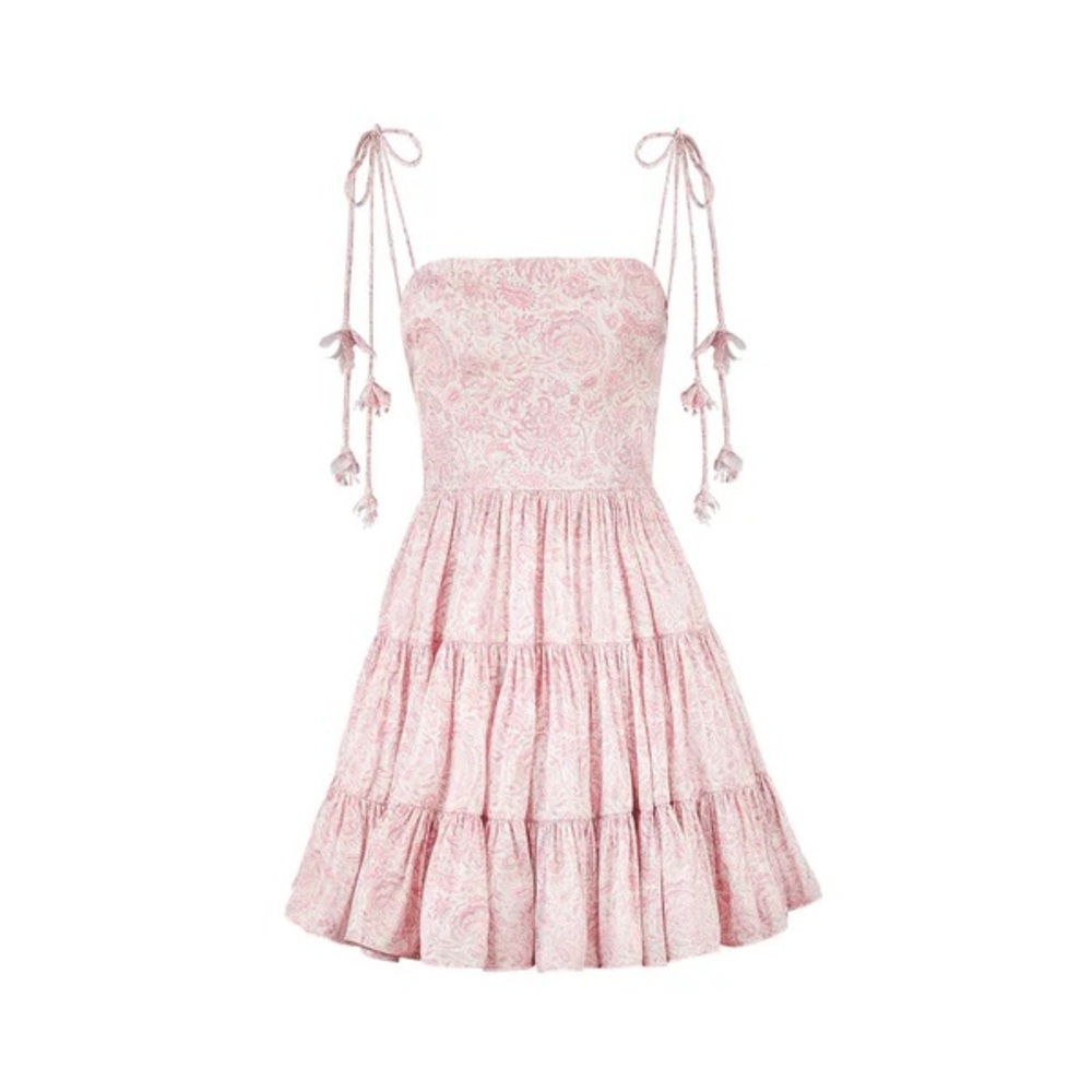 Rosewater House Sara Mini Dress Printed Silk Pink Size Small